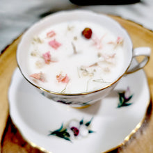 Load image into Gallery viewer, Tea Cup Candle Soy Wax Cherry Blossom Herbal Candle Gift for Mom, Gift for Sister, Teacher, Grandma, Nana, Engagement, Bridal, Best Friend,