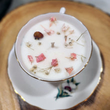 Load image into Gallery viewer, Tea Cup Candle Soy Wax Cherry Blossom Herbal Candle Gift for Mom, Gift for Sister, Teacher, Grandma, Nana, Engagement, Bridal, Best Friend,
