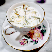 Load image into Gallery viewer, Tea Cup Candle Soy Wax Winter Forest Herbal Candle Gift for Mom, Gift for Sister, Teacher, Grandma, Nana, Engagement, Bridal, Best Friend,

