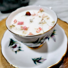 Load image into Gallery viewer, Tea Cup Candle Soy Wax Cherry Blossom Herbal Candle Gift for Mom, Gift for Sister, Teacher, Grandma, Nana, Engagement, Bridal, Best Friend,
