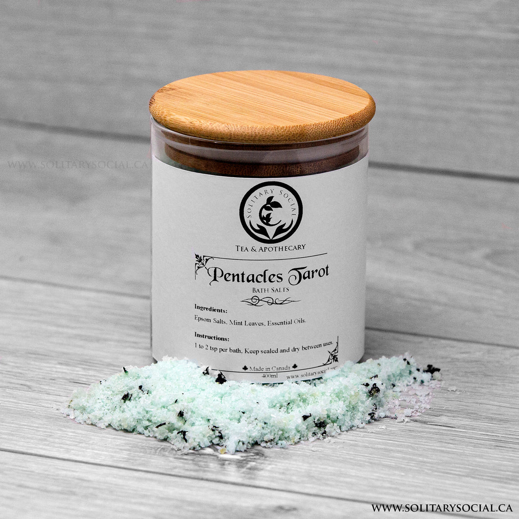 Pentacles Tarot Rejuvinating Eucalptus and Mint Leaf & Bath Salts